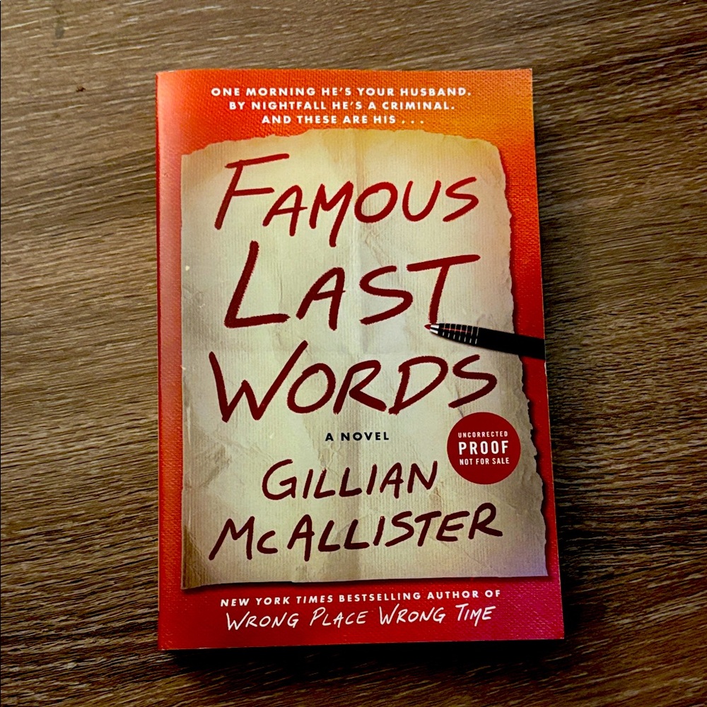 Famous Last Words By Gillian Mcallister - Red Cover